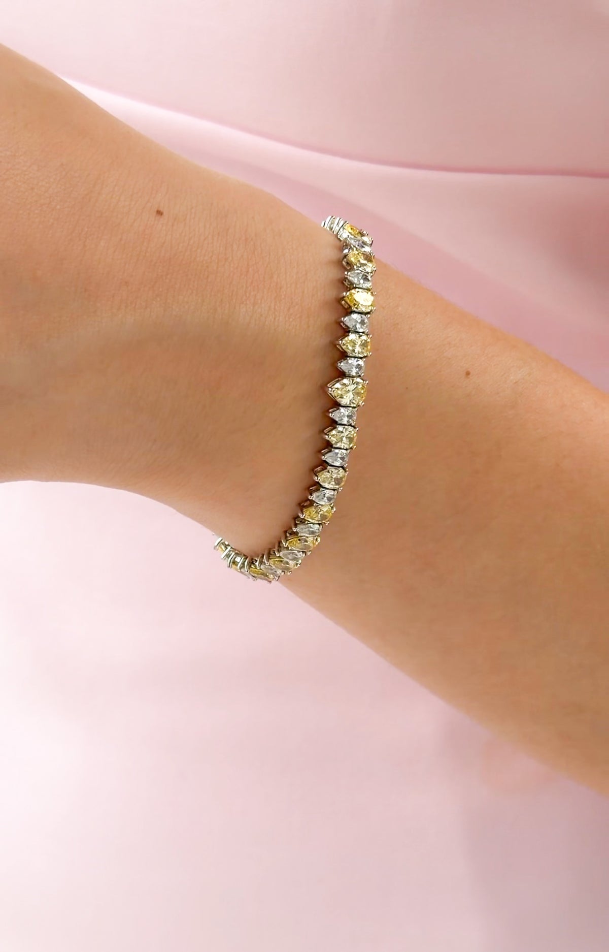 Yellow and White Diamond Alternating Pear Bracelet