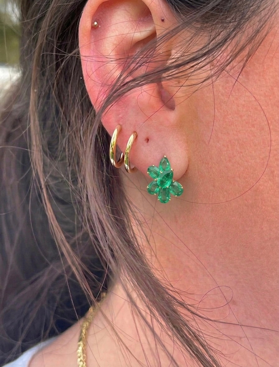 Emerald Floral Stud Earrings