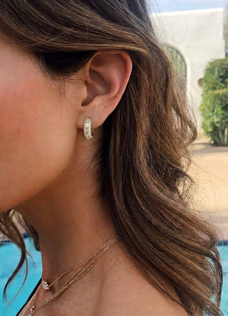 Baguette Diamond Huggie Hoops