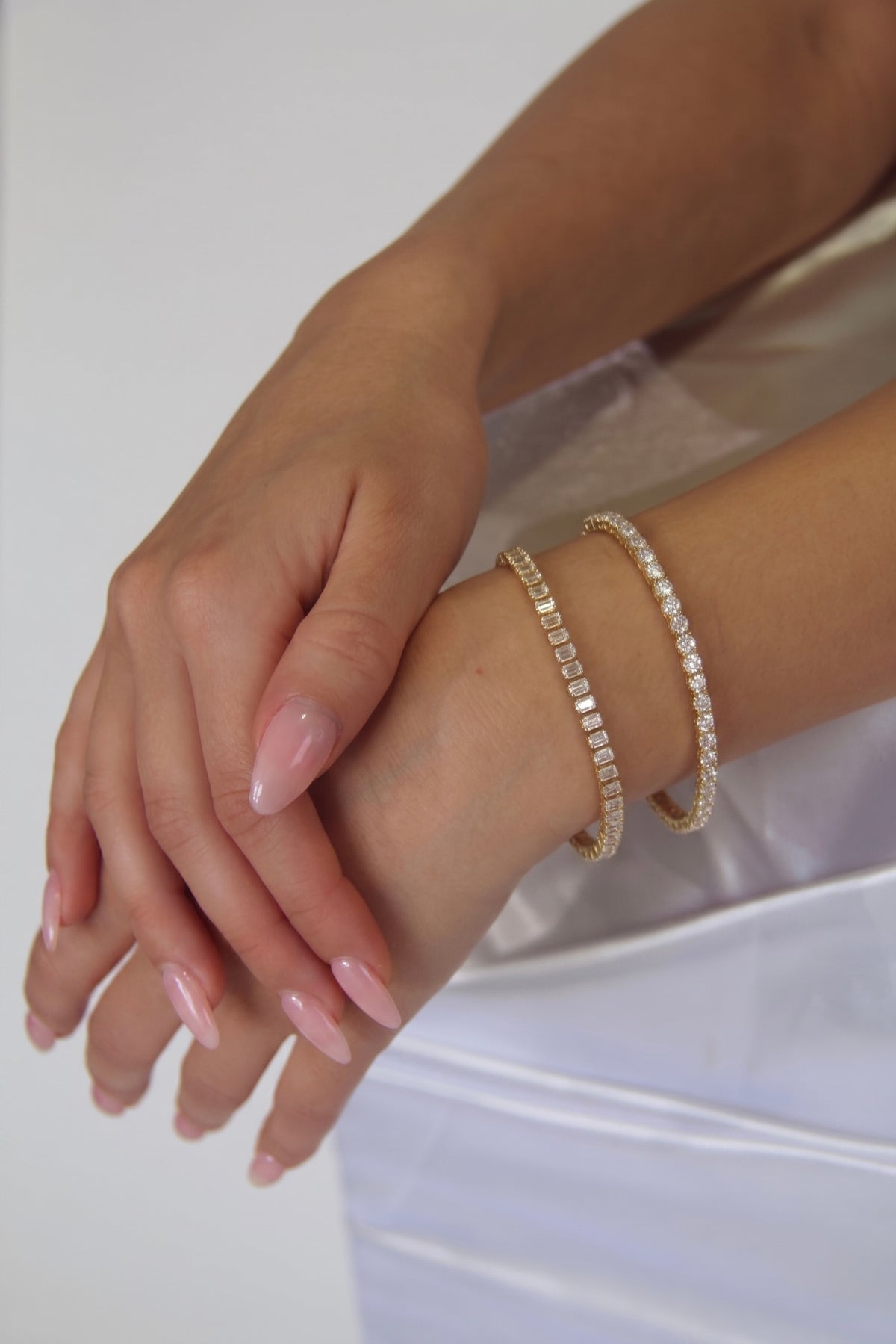 Double-Row Marquise Leaf Diamond Bracelet