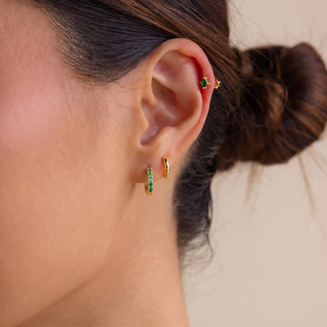 Emerald Petite Hoop Earrings