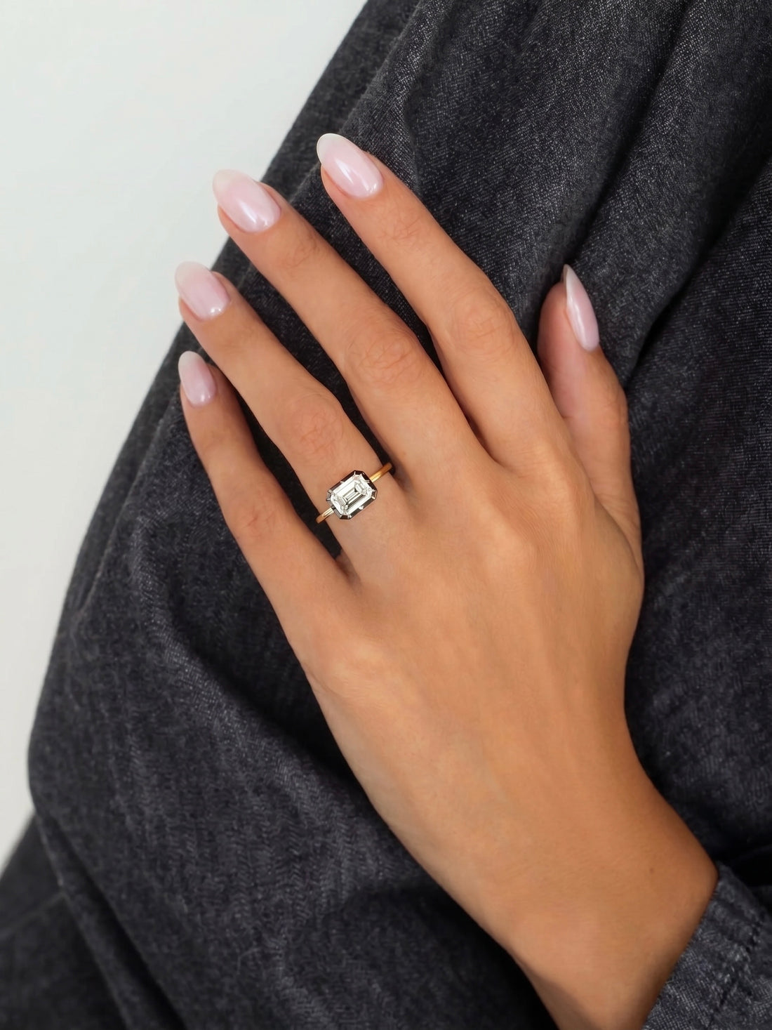 East-West Emerald Cut Diamond Ring Image 1