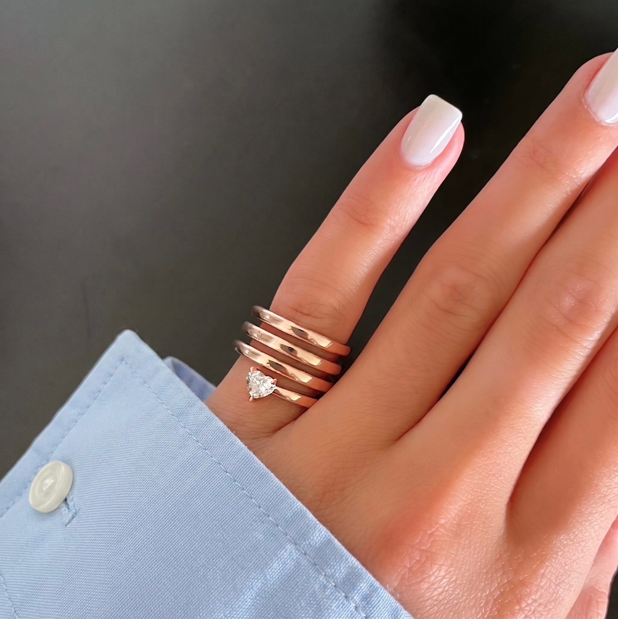 Heart Solitaire Multi-Band Ring
