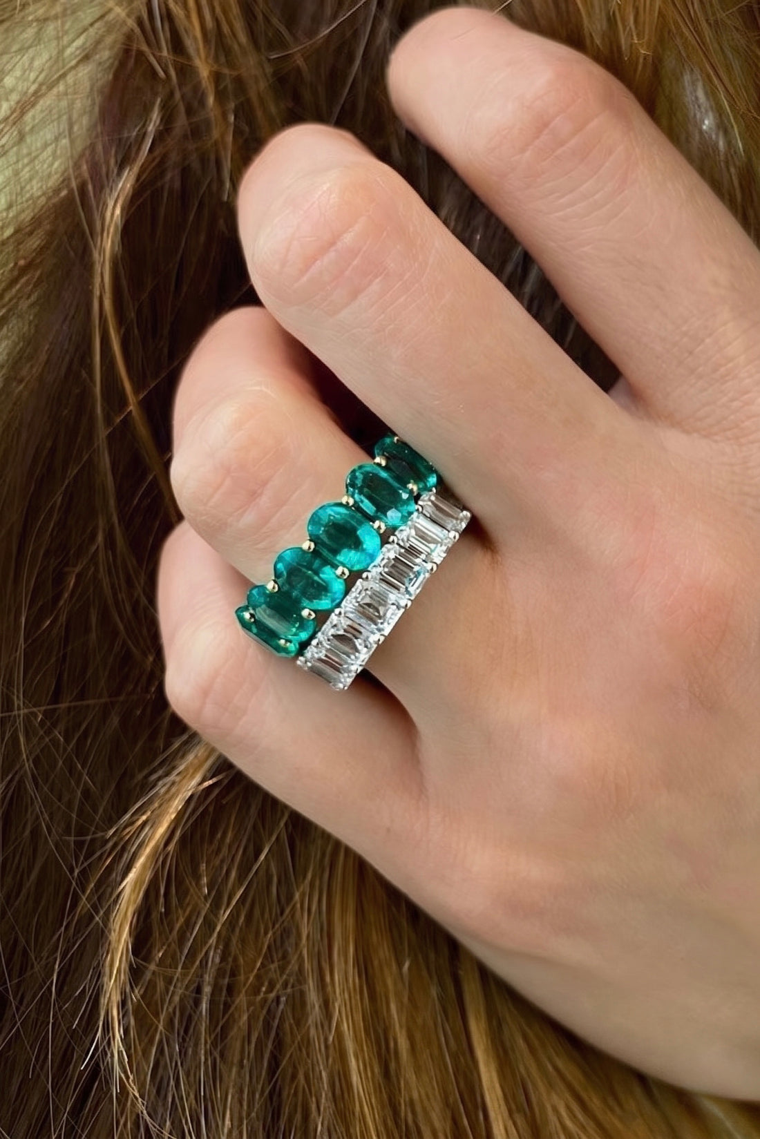 Oval Emerald Eternity Band Image 1