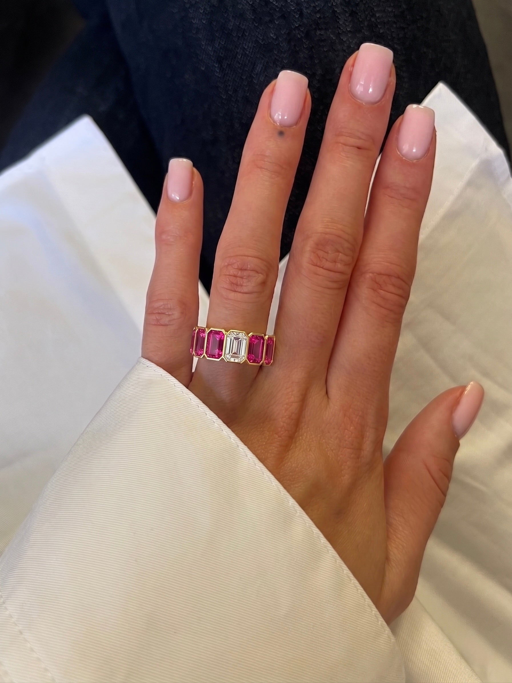 Pink Sapphire Eternity Band