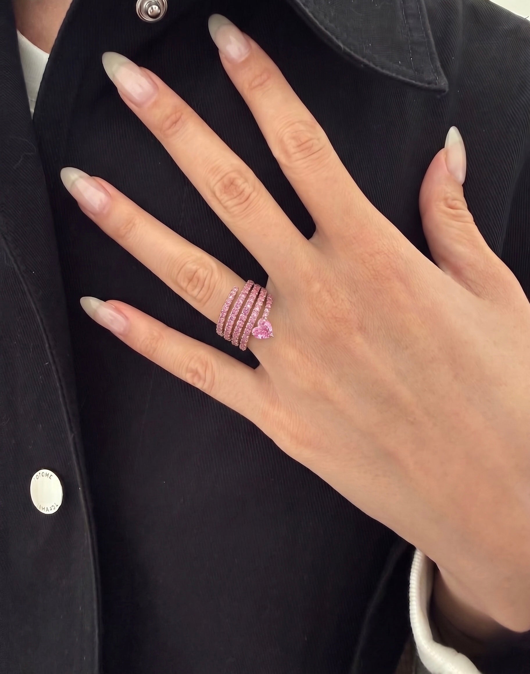 Pink Sapphire Heart Wrap Ring