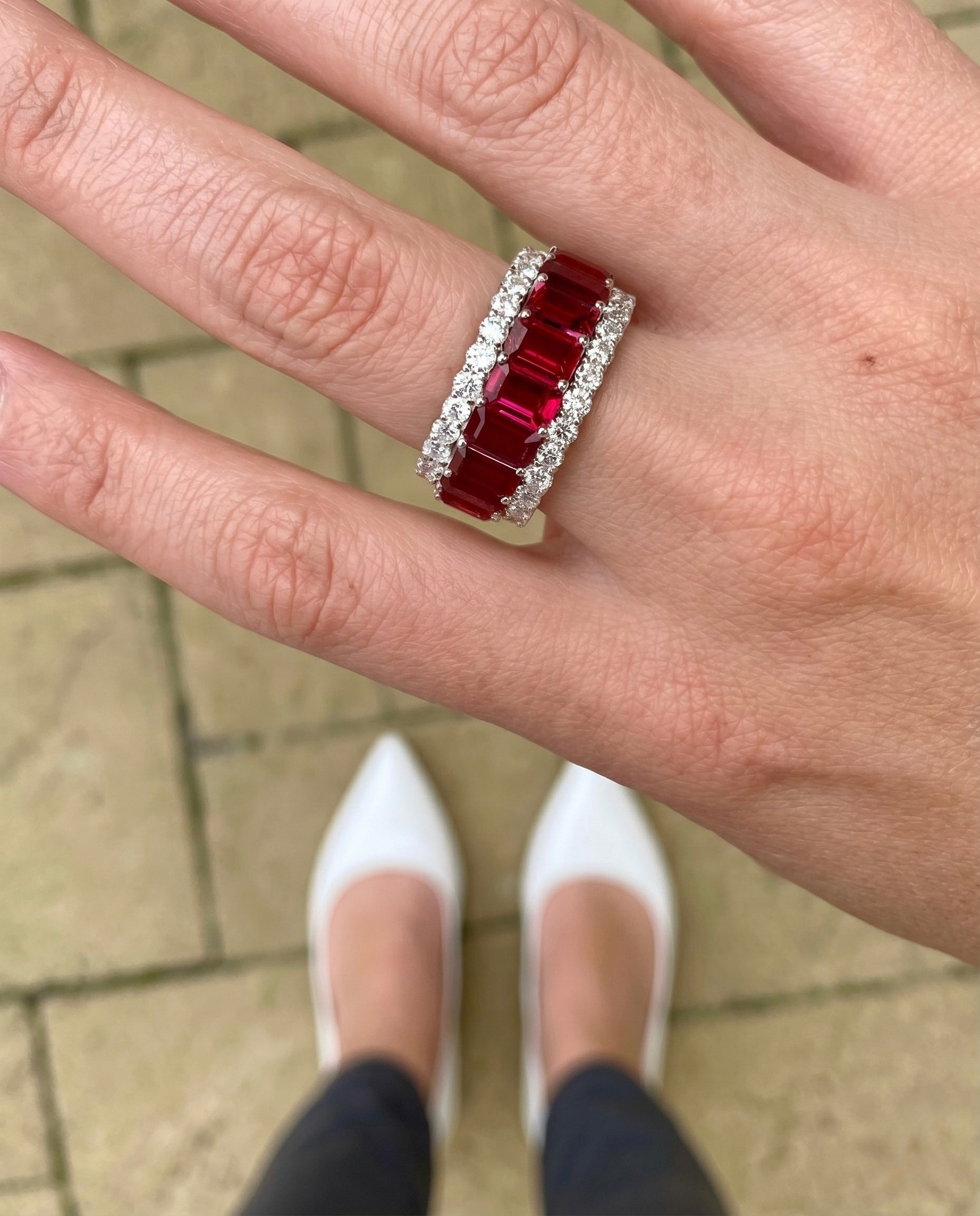 Ruby & Diamond Cut Eternity Band