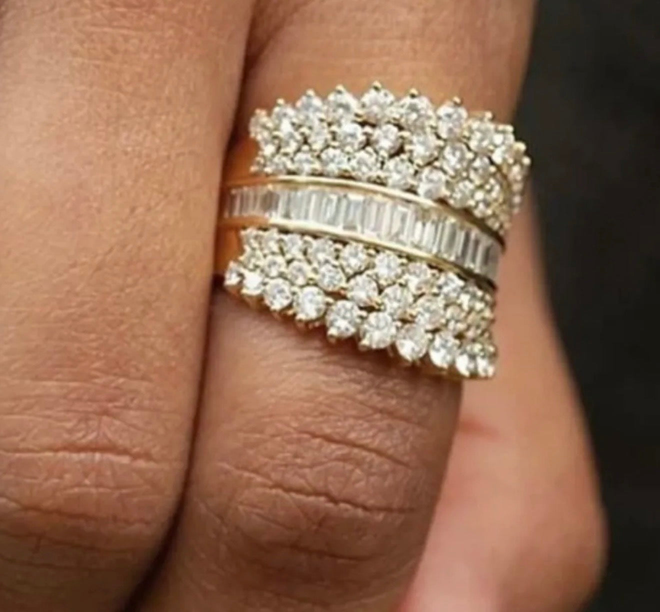 Baguette & Round Diamond Statement Band