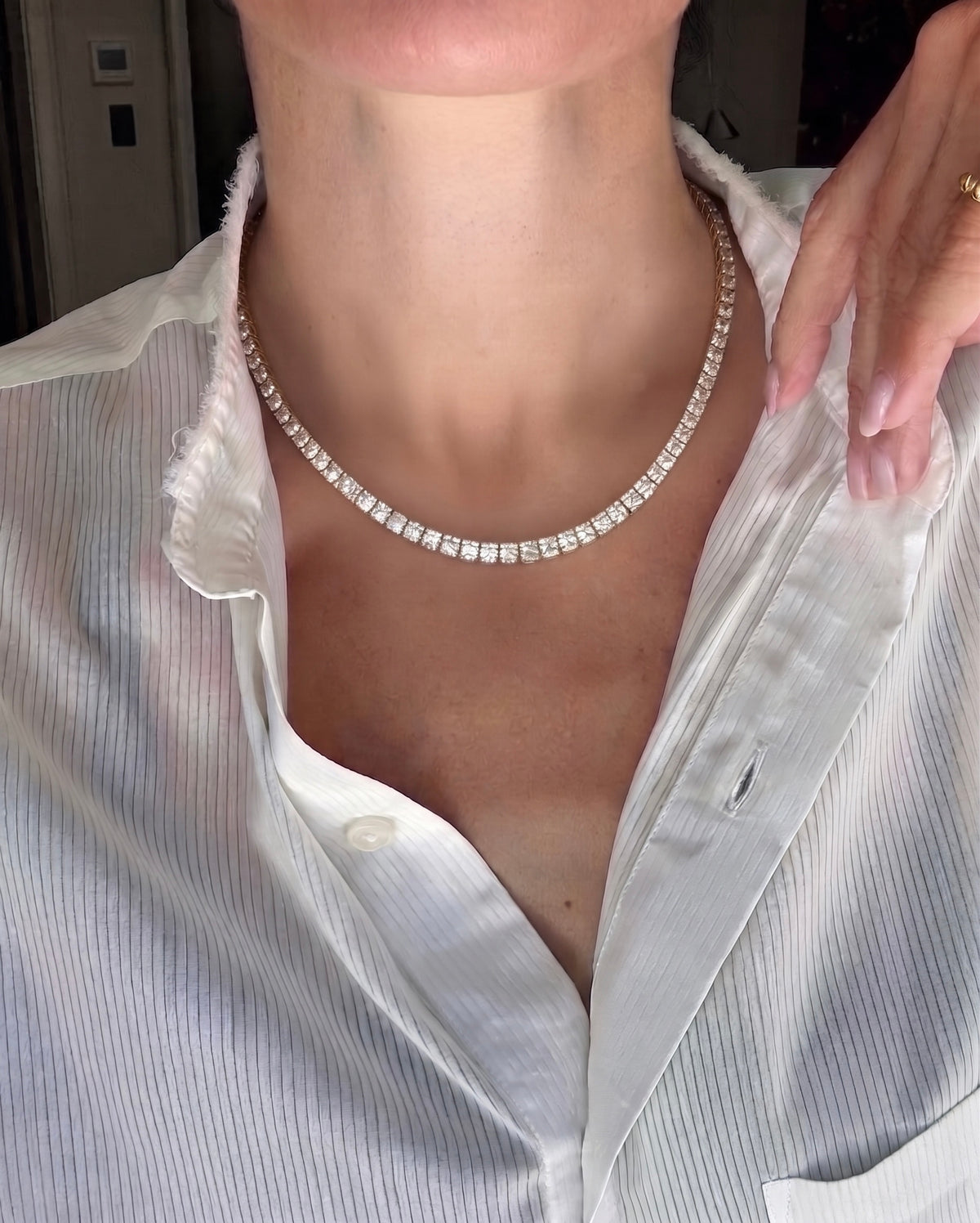 Natural Diamond Tennis Necklace