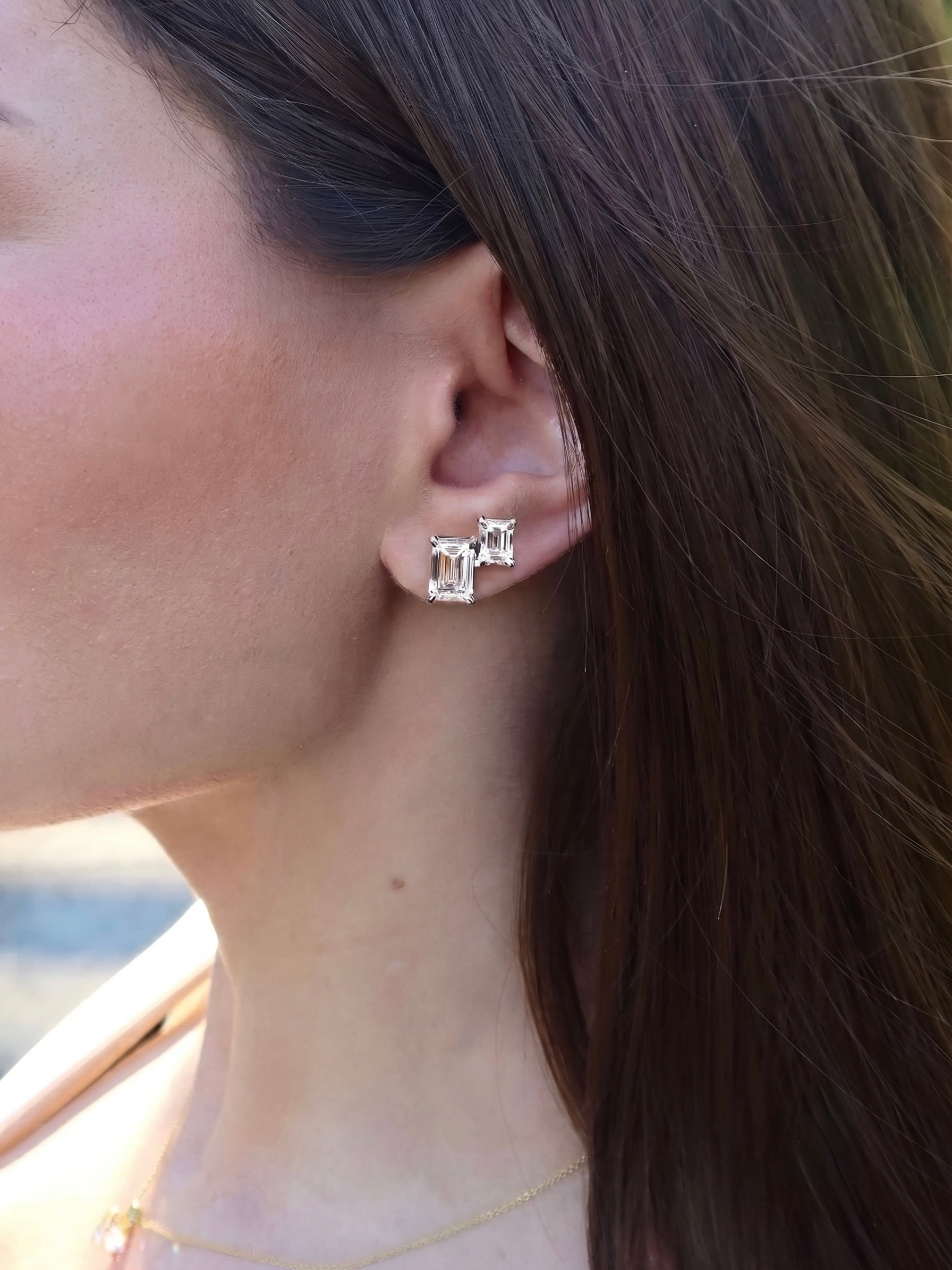 Emerald Diamond Stud Earrings