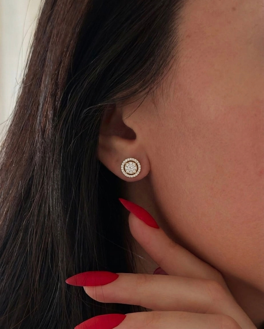 Halo Diamond Stud Earrings