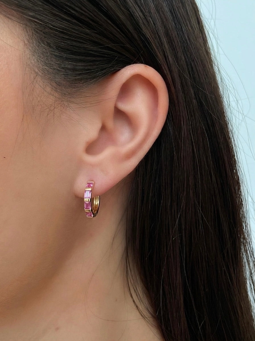 Pink Sapphire Hoops