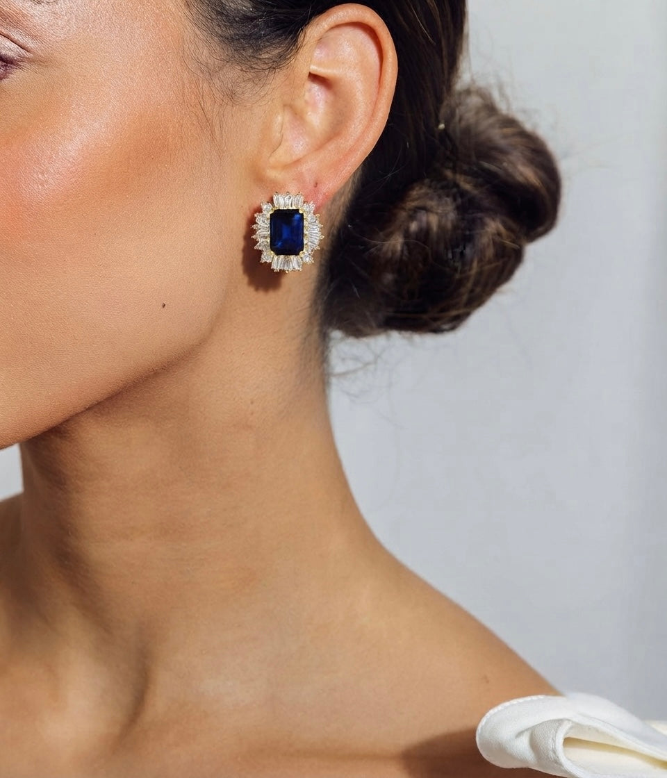 Blue Sapphire & Diamond Radiance Studs