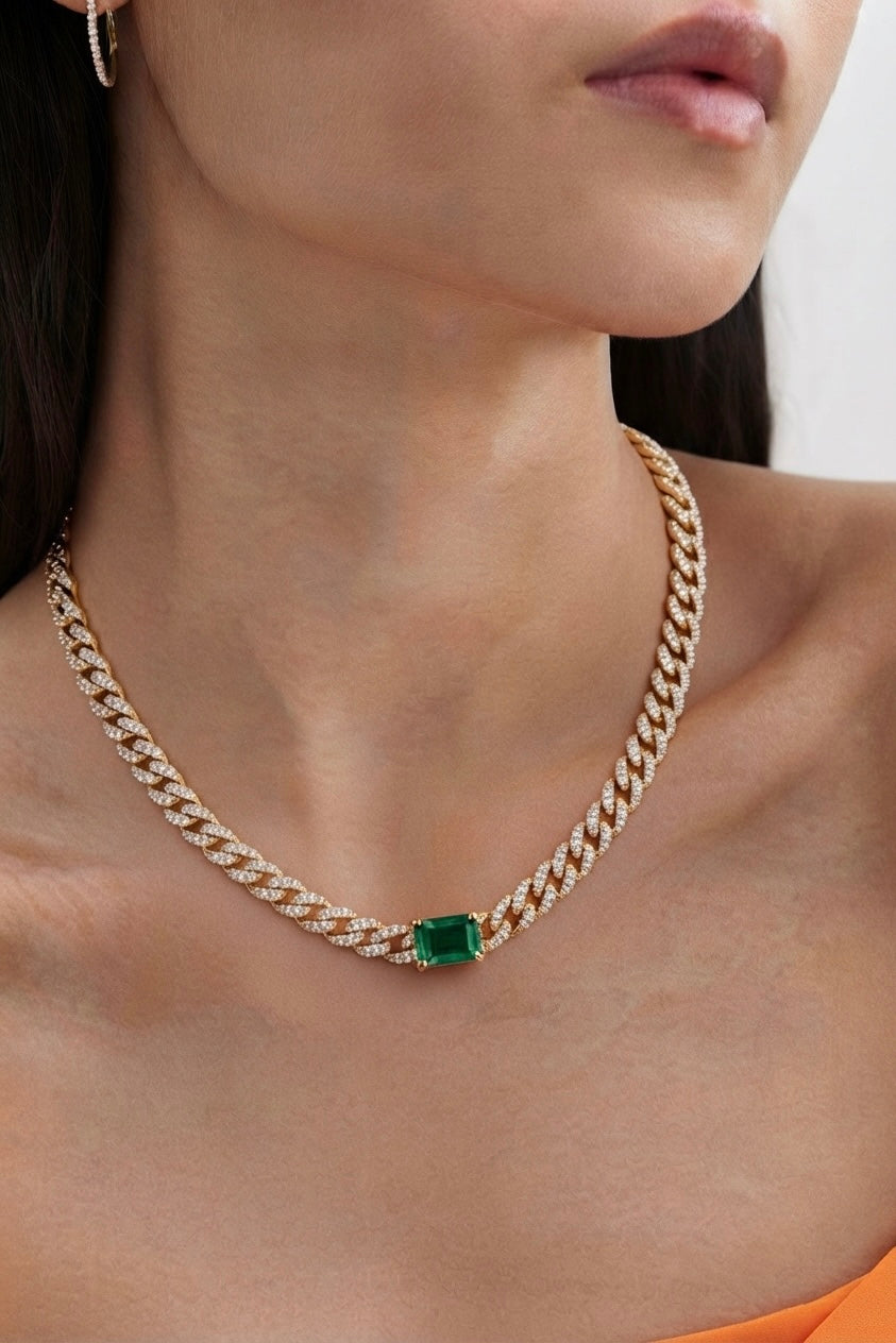 Emerald Cuban Link Necklace