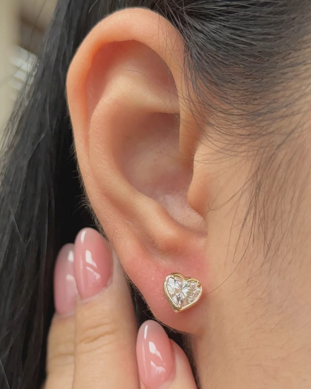 Heart Diamond Stud Earrings