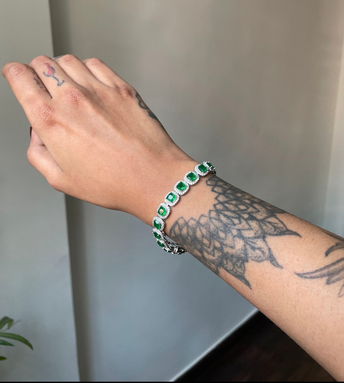 Emerald Halo Diamond Bracelet