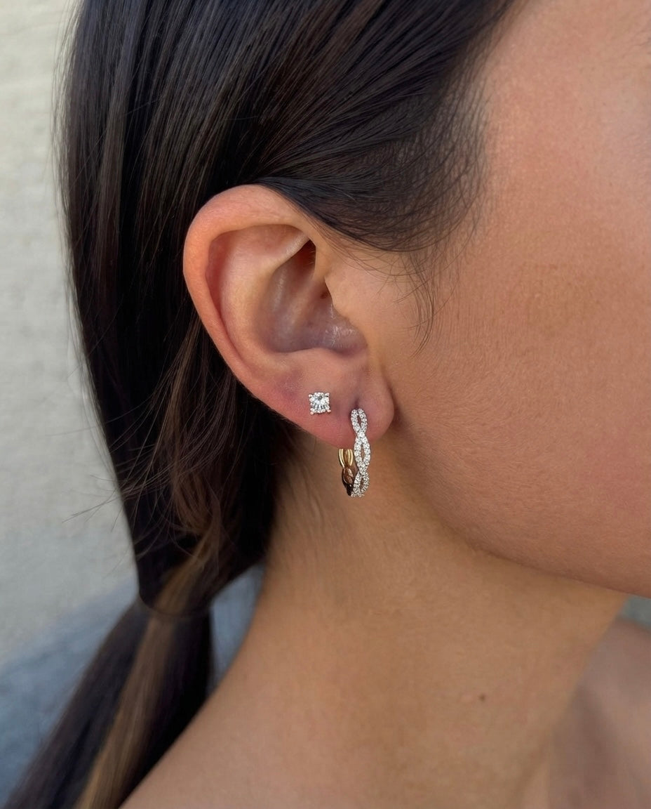 Twist Diamond Hoop Earrings