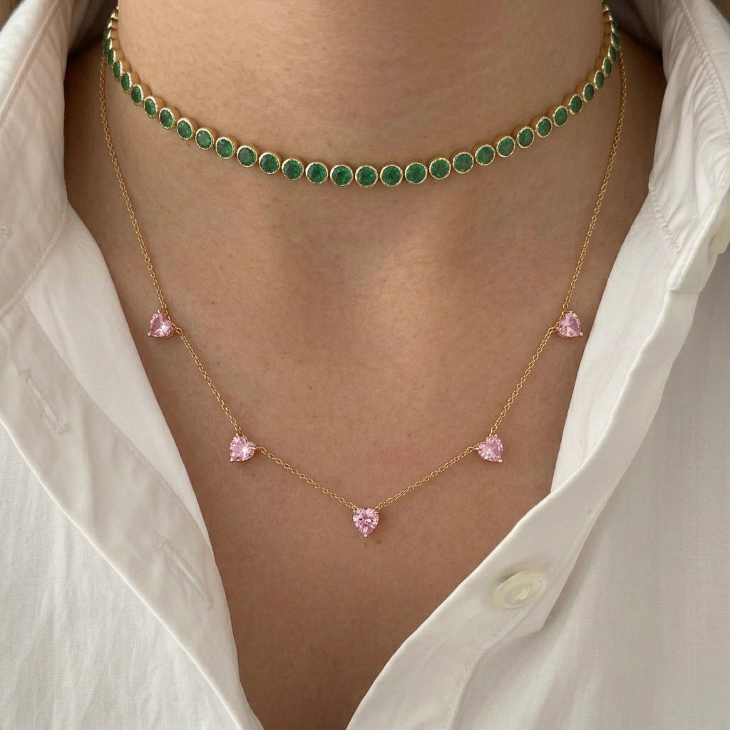 Heart Pink Sapphire Necklace