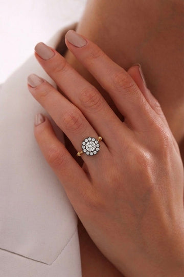 Georgian Diamond Halo Ring