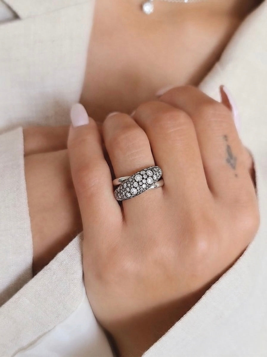 Diamond Pavé Double Band Ring