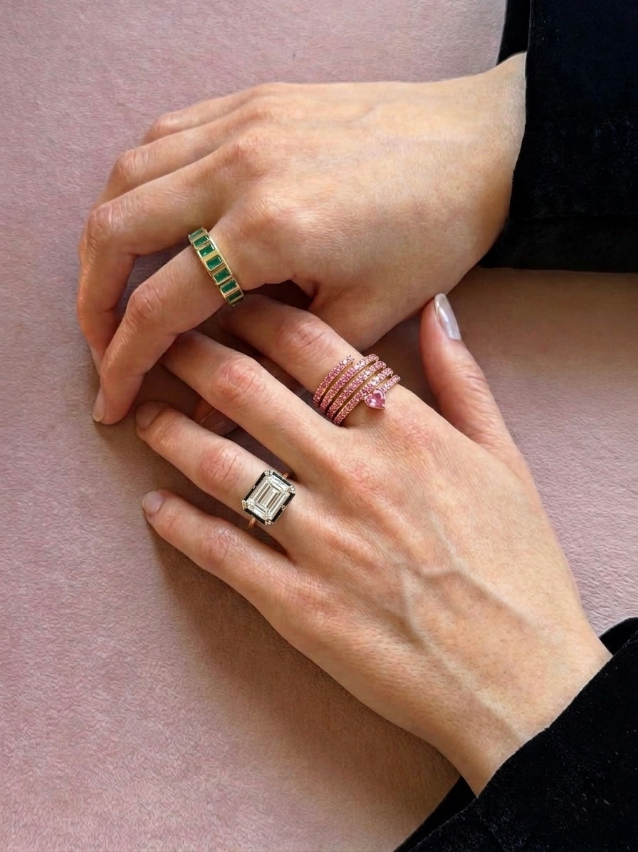 Emerald Bar Band Ring