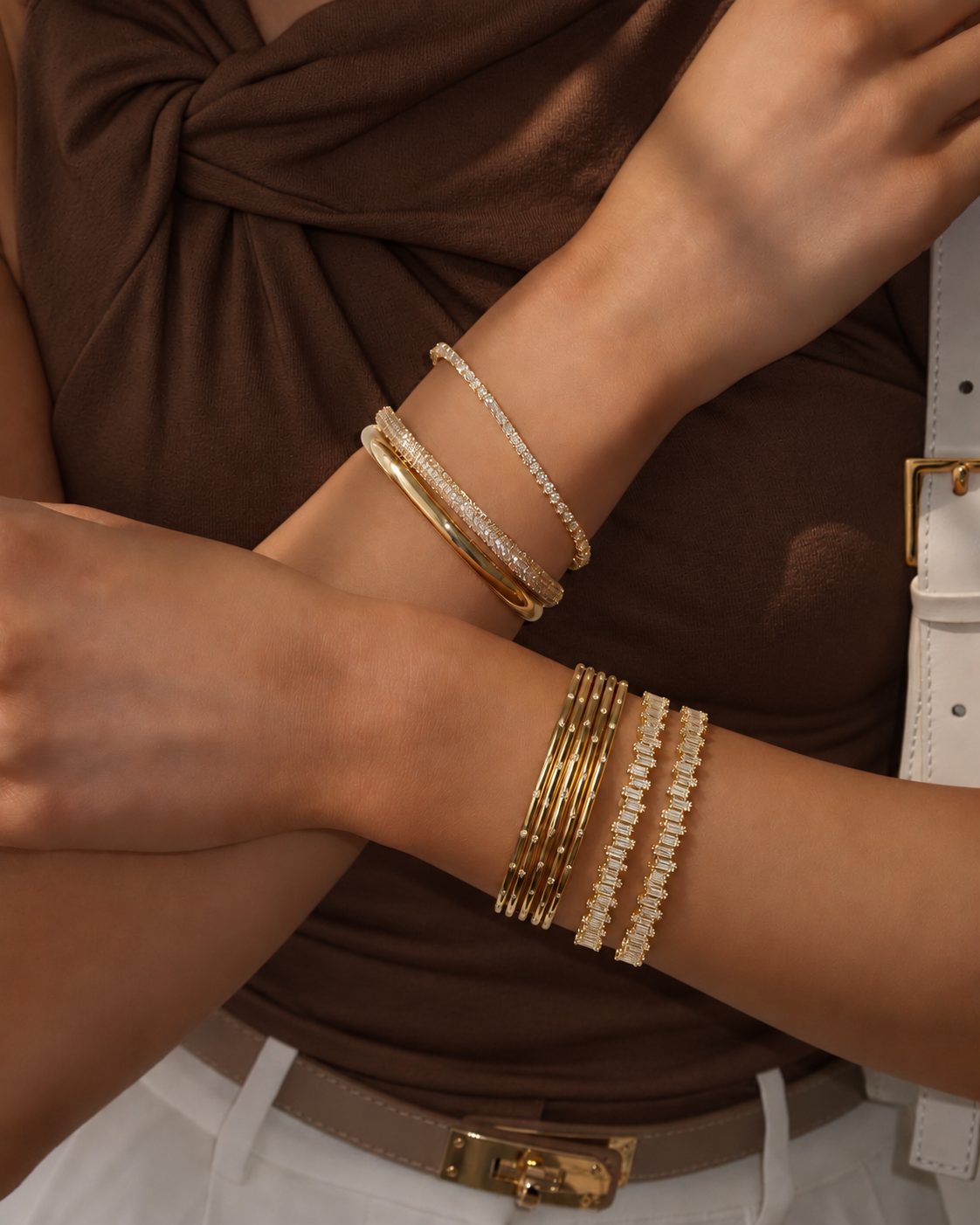 Diamond Baguette Bangles (Pair)