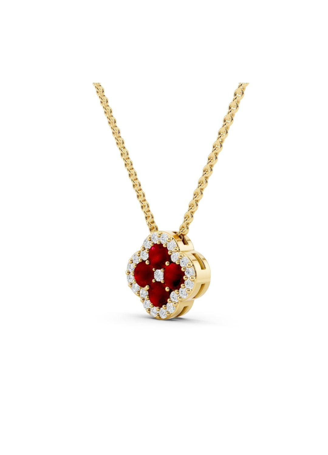 Natural Mozambique Rubies Clover Necklace Image 1