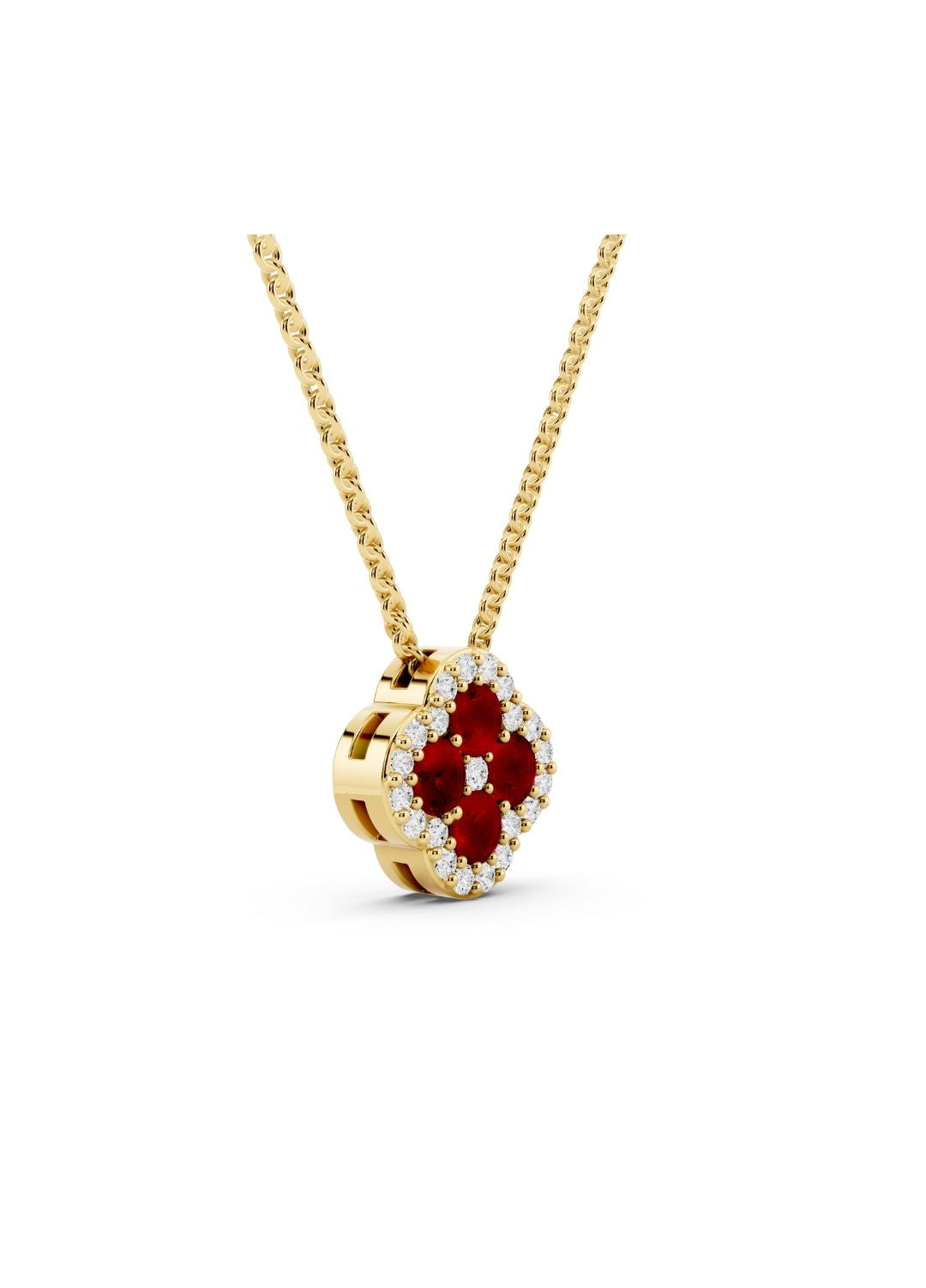 Natural Mozambique Rubies Clover Necklace Image 2