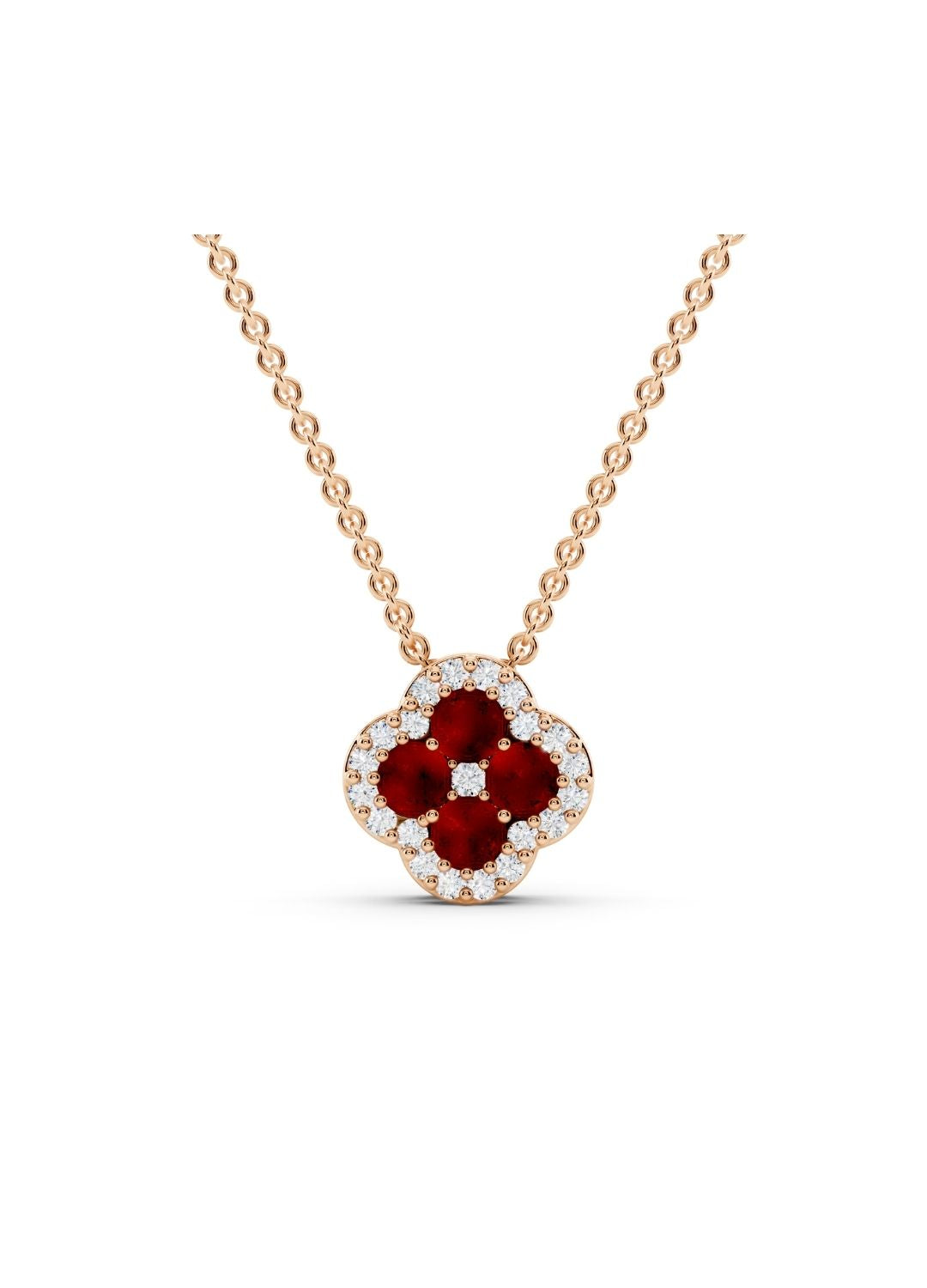 Natural Mozambique Rubies Clover Necklace Image 4