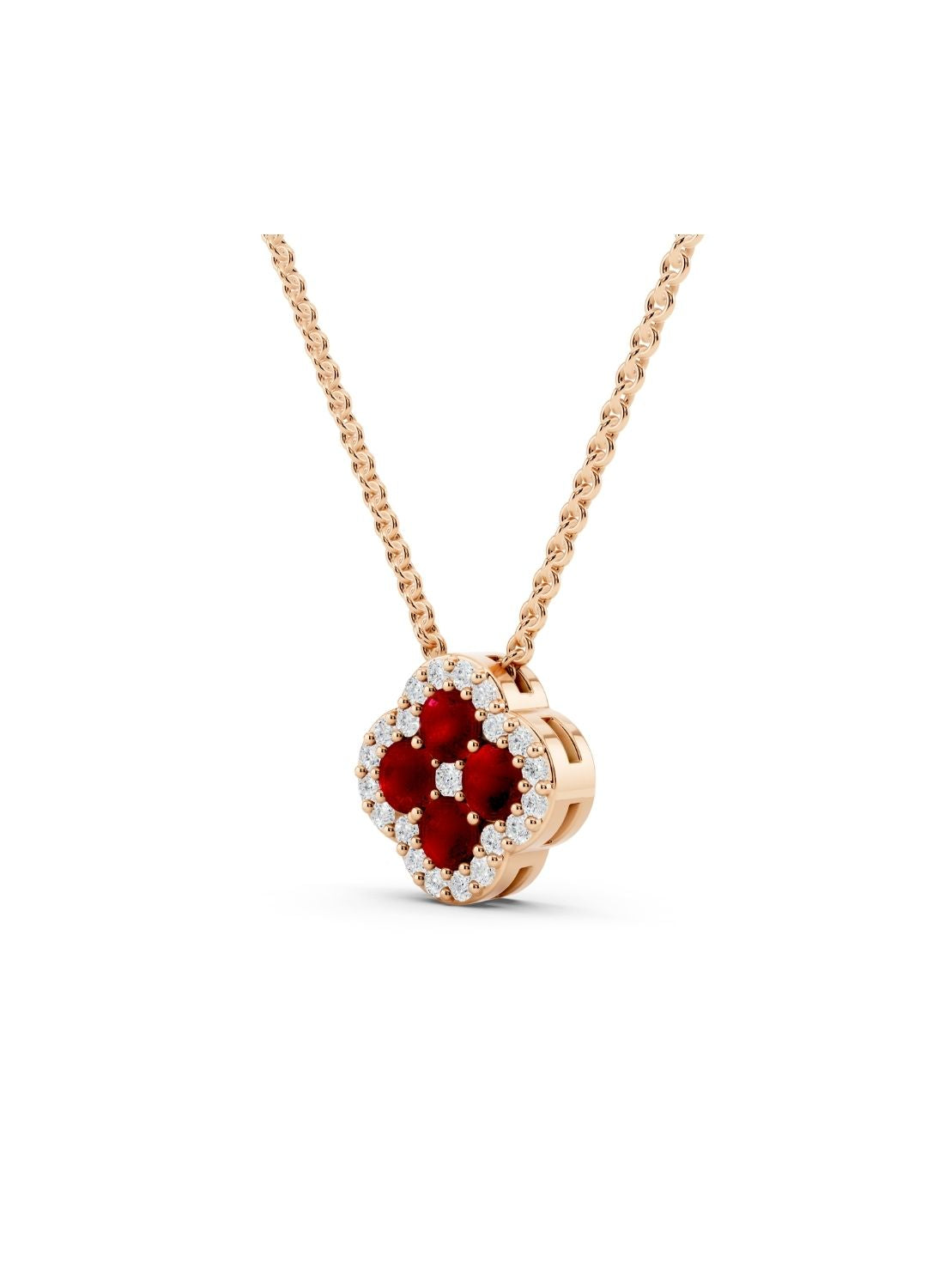 Natural Mozambique Rubies Clover Necklace Image 5