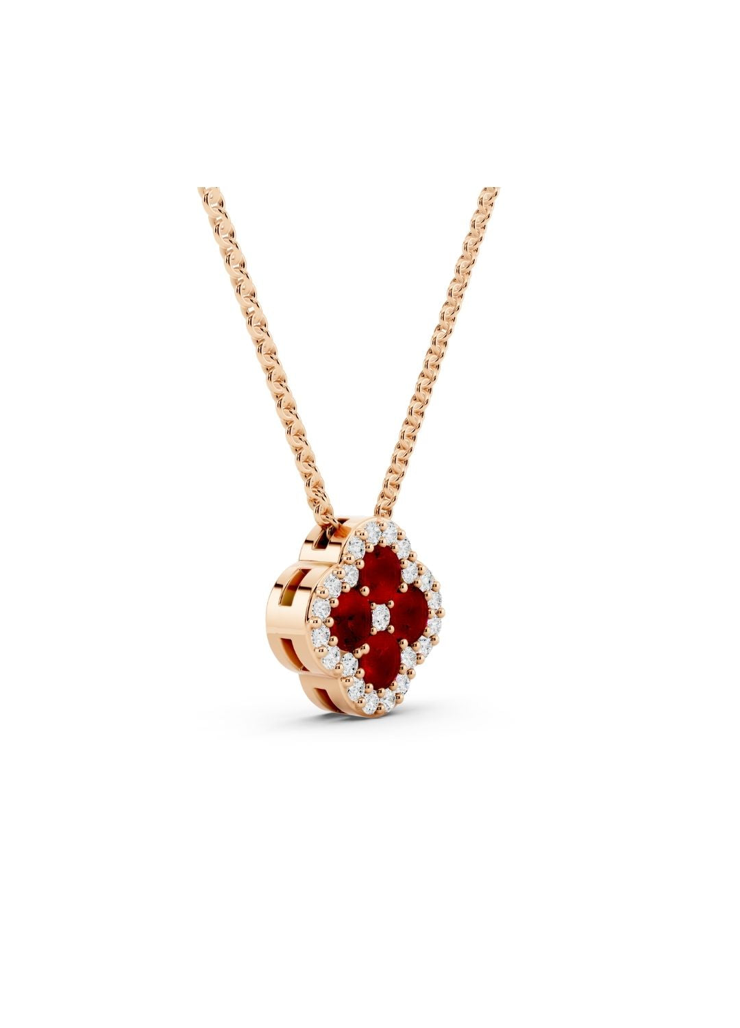 Natural Mozambique Rubies Clover Necklace Image 6