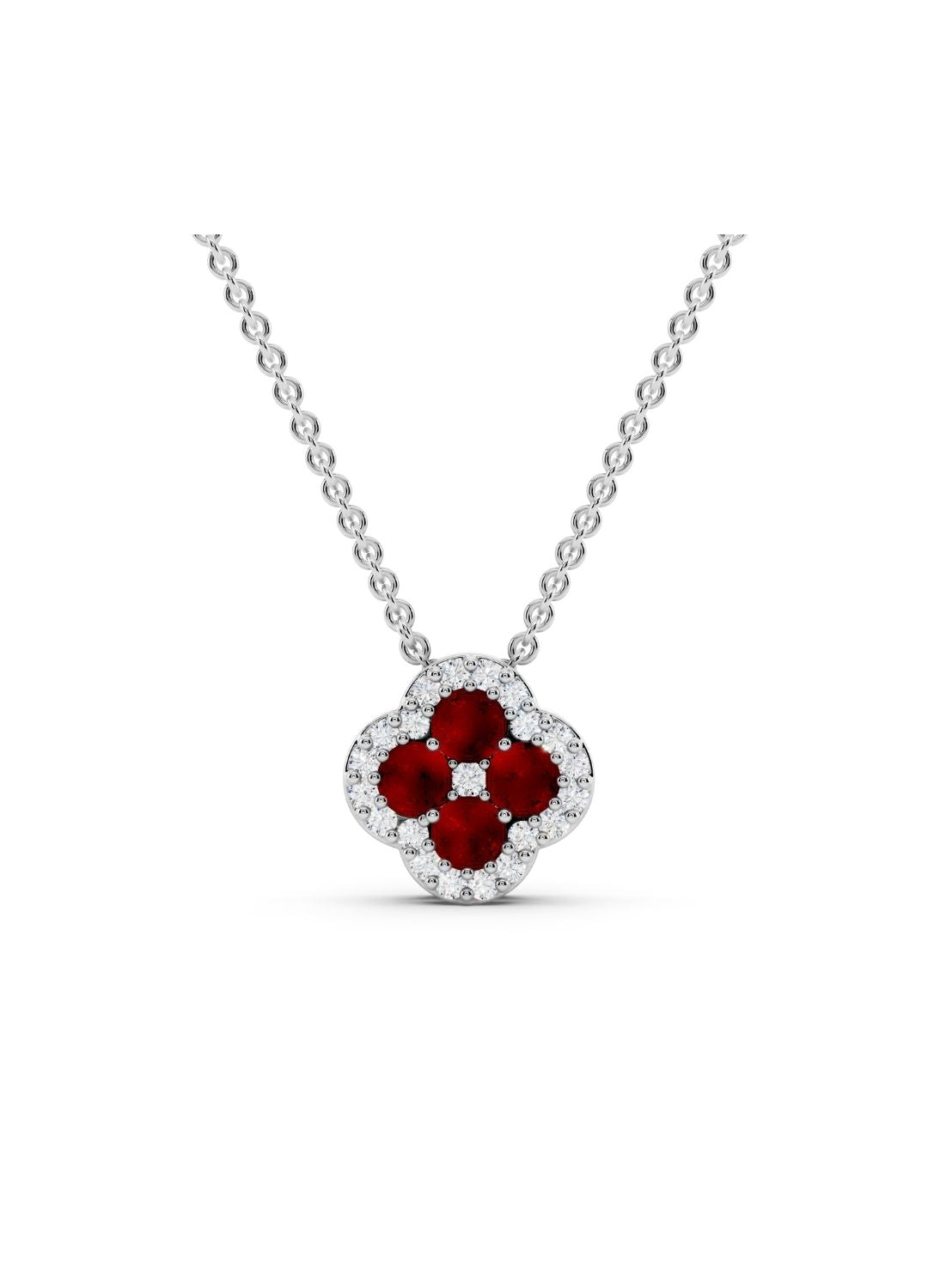Natural Mozambique Rubies Clover Necklace Image 8