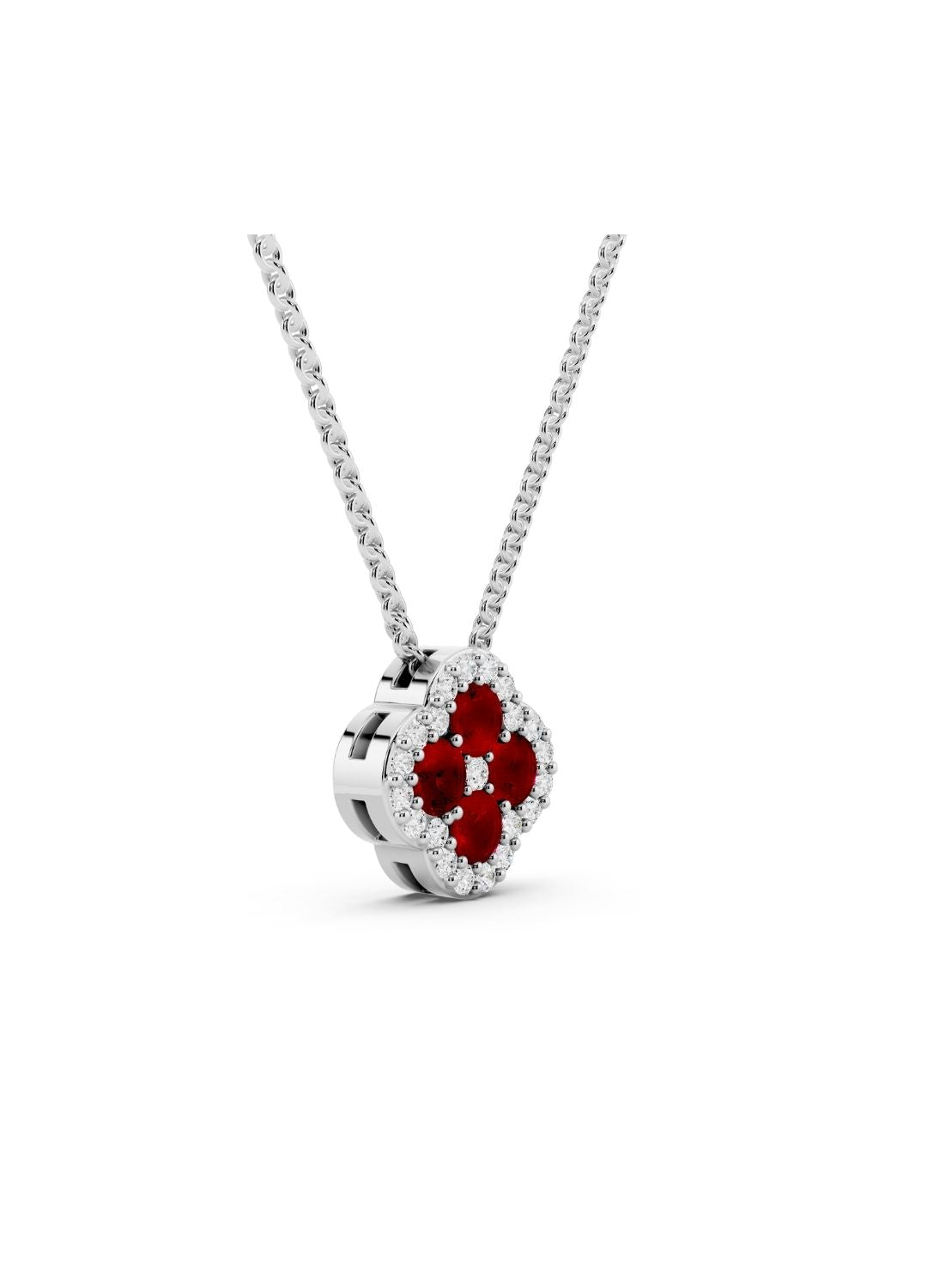 Natural Mozambique Rubies Clover Necklace Image 9