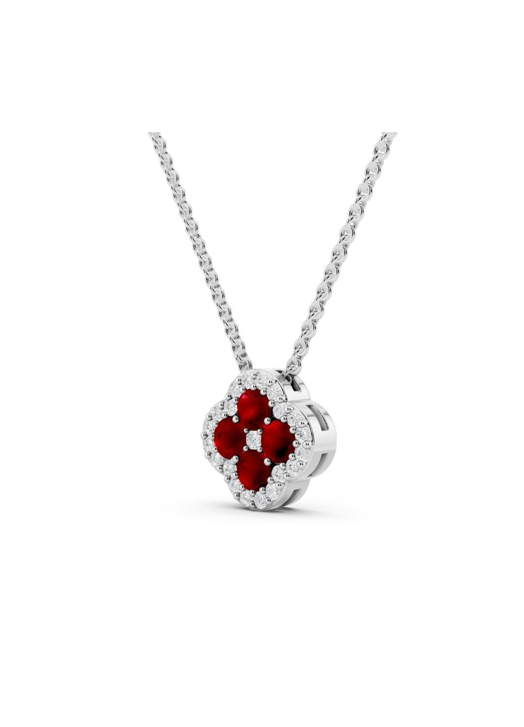 Natural Mozambique Rubies Clover Necklace Image 10