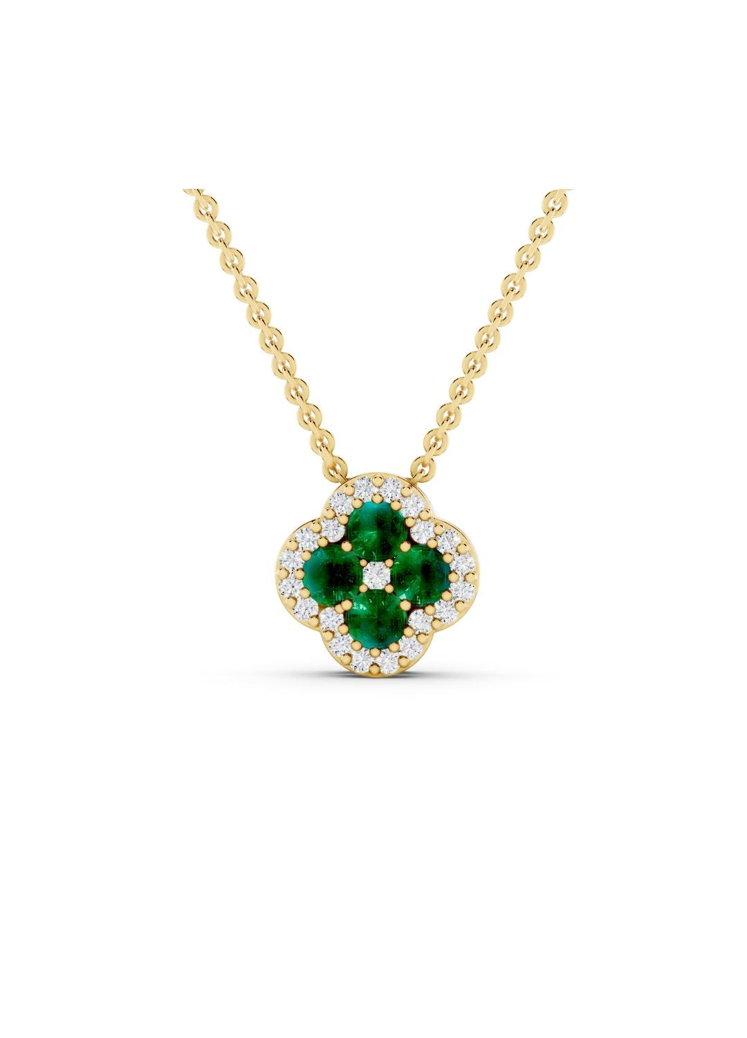 Natural Zambian Emerald Clover Necklace Image 1