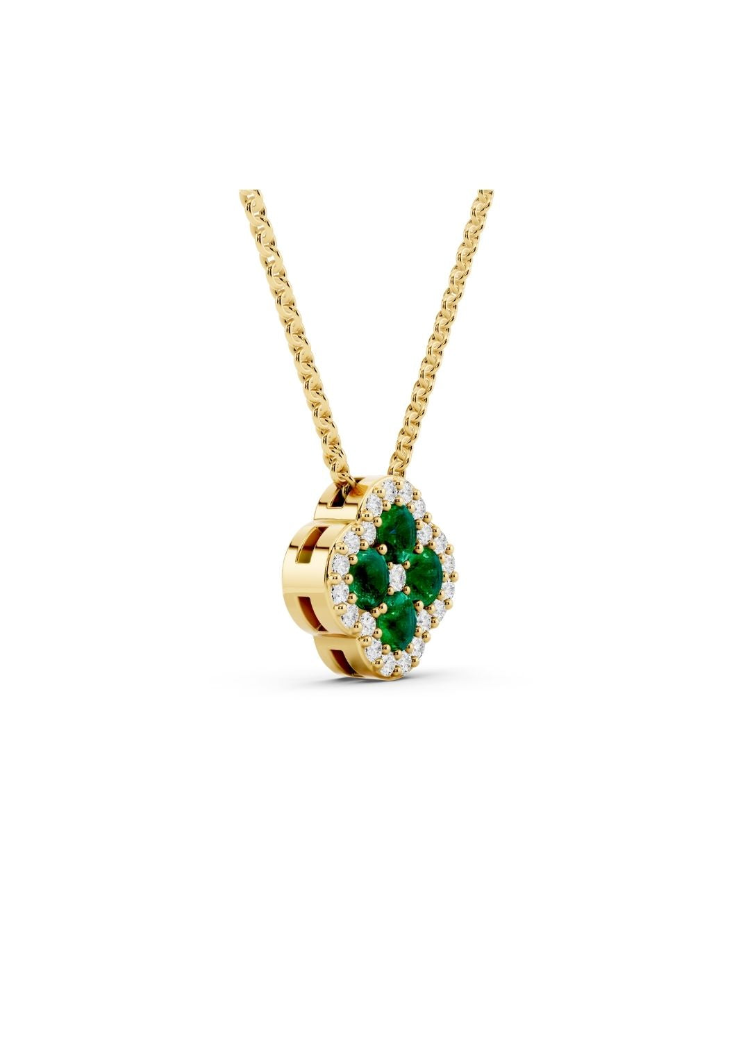 Natural Zambian Emerald Clover Necklace Image 3