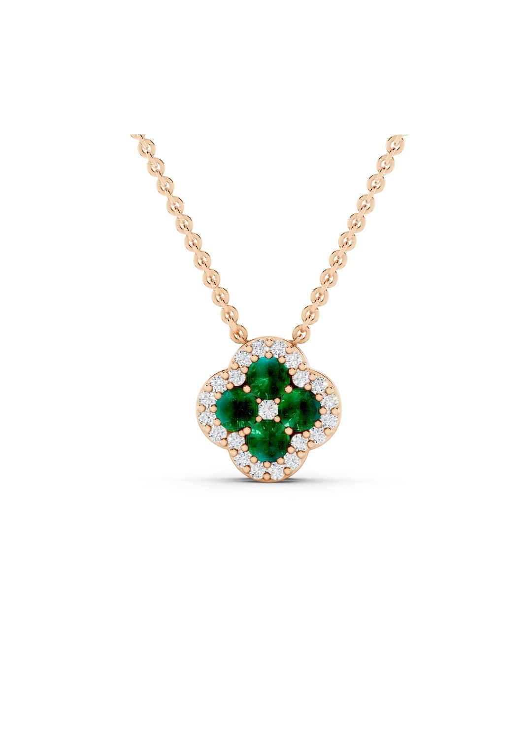 Natural Zambian Emerald Clover Necklace Image 5