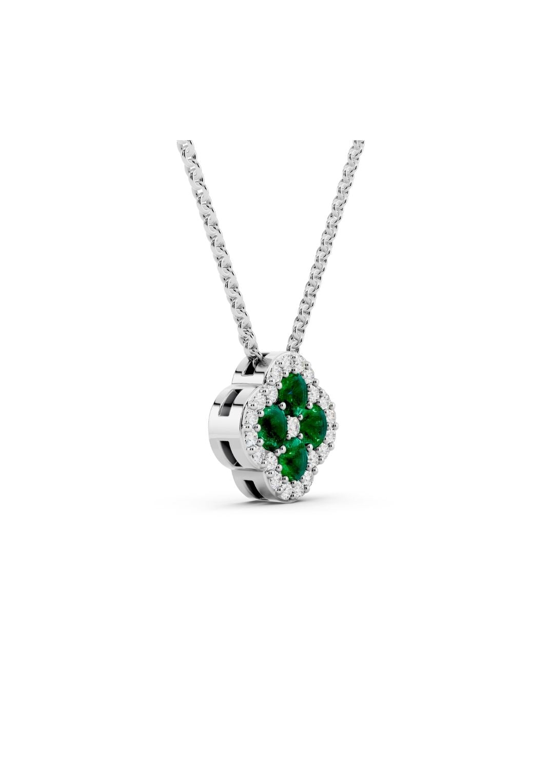 Natural Zambian Emerald Clover Necklace Image 10