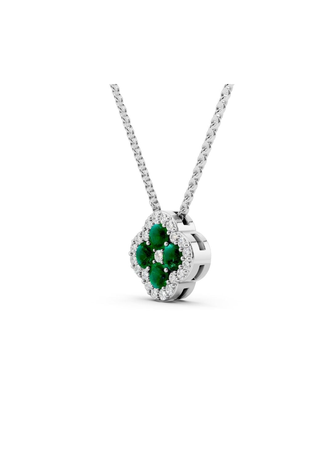 Natural Zambian Emerald Clover Necklace Image 11