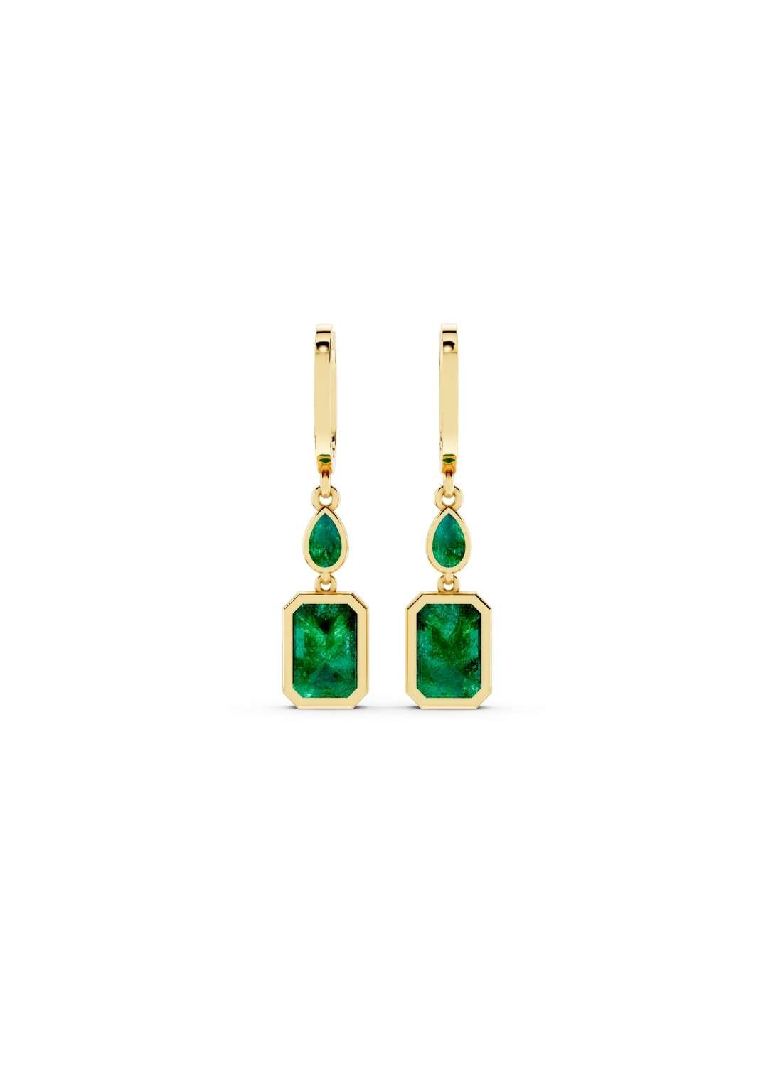 Octagon Emerald Hoop Earrings  Image 1