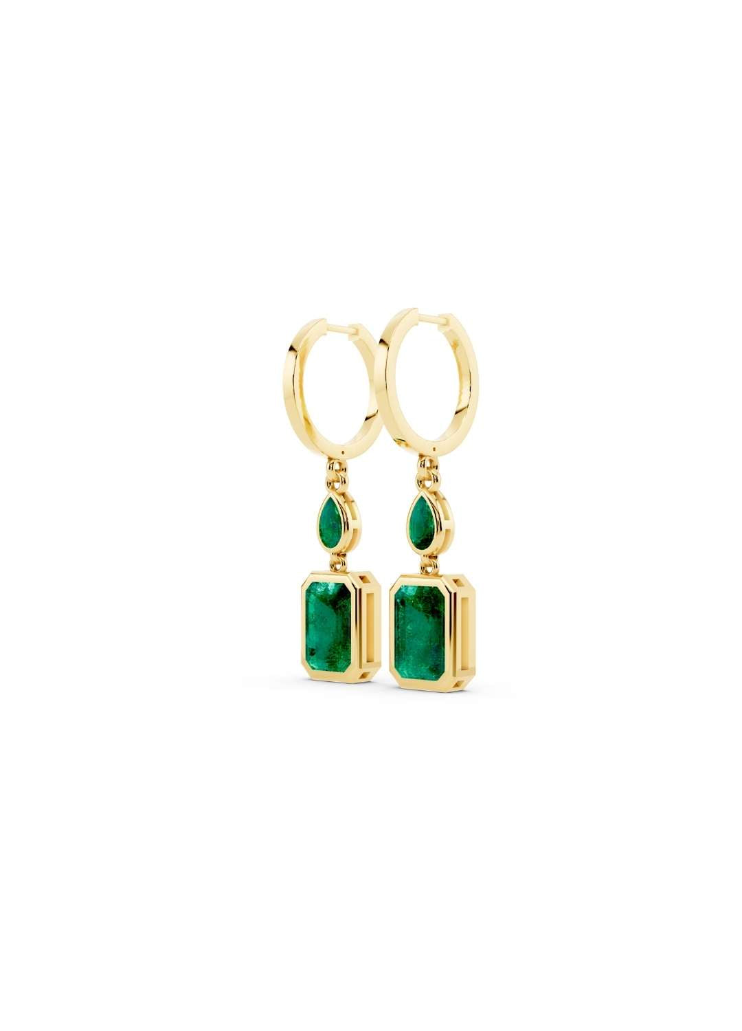 Octagon Emerald Hoop Earrings  Image 3