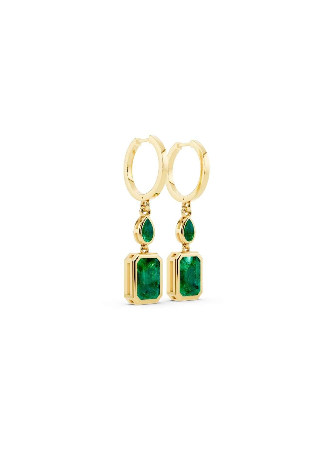 Octagon Emerald Hoop Earrings  Image 4