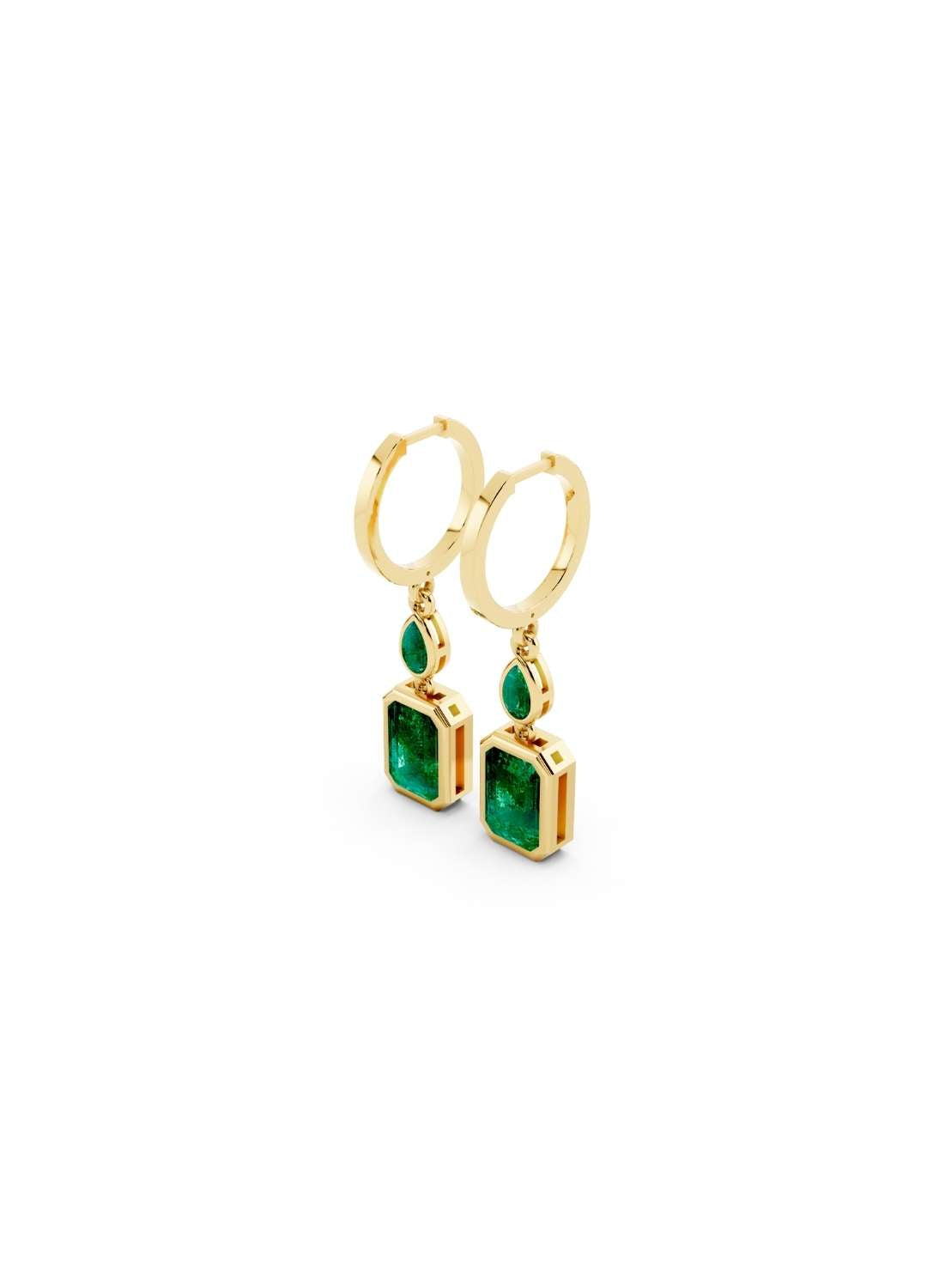 Octagon Emerald Hoop Earrings  Image 5