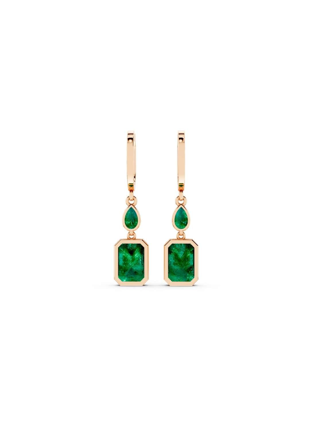 Octagon Emerald Hoop Earrings  Image 7