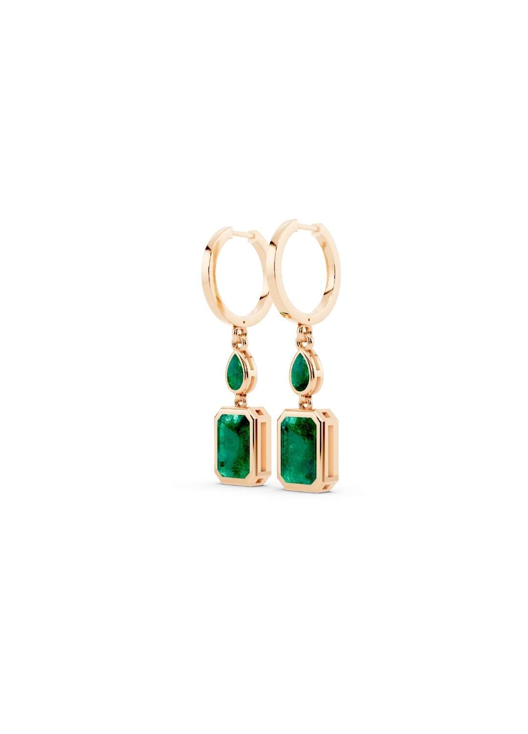 Octagon Emerald Hoop Earrings  Image 8