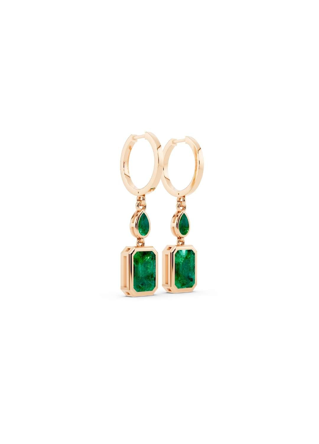 Octagon Emerald Hoop Earrings  Image 9