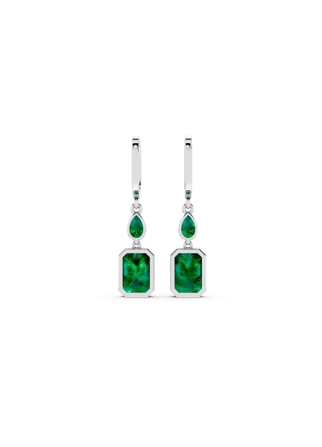 Octagon Emerald Hoop Earrings  Image 12