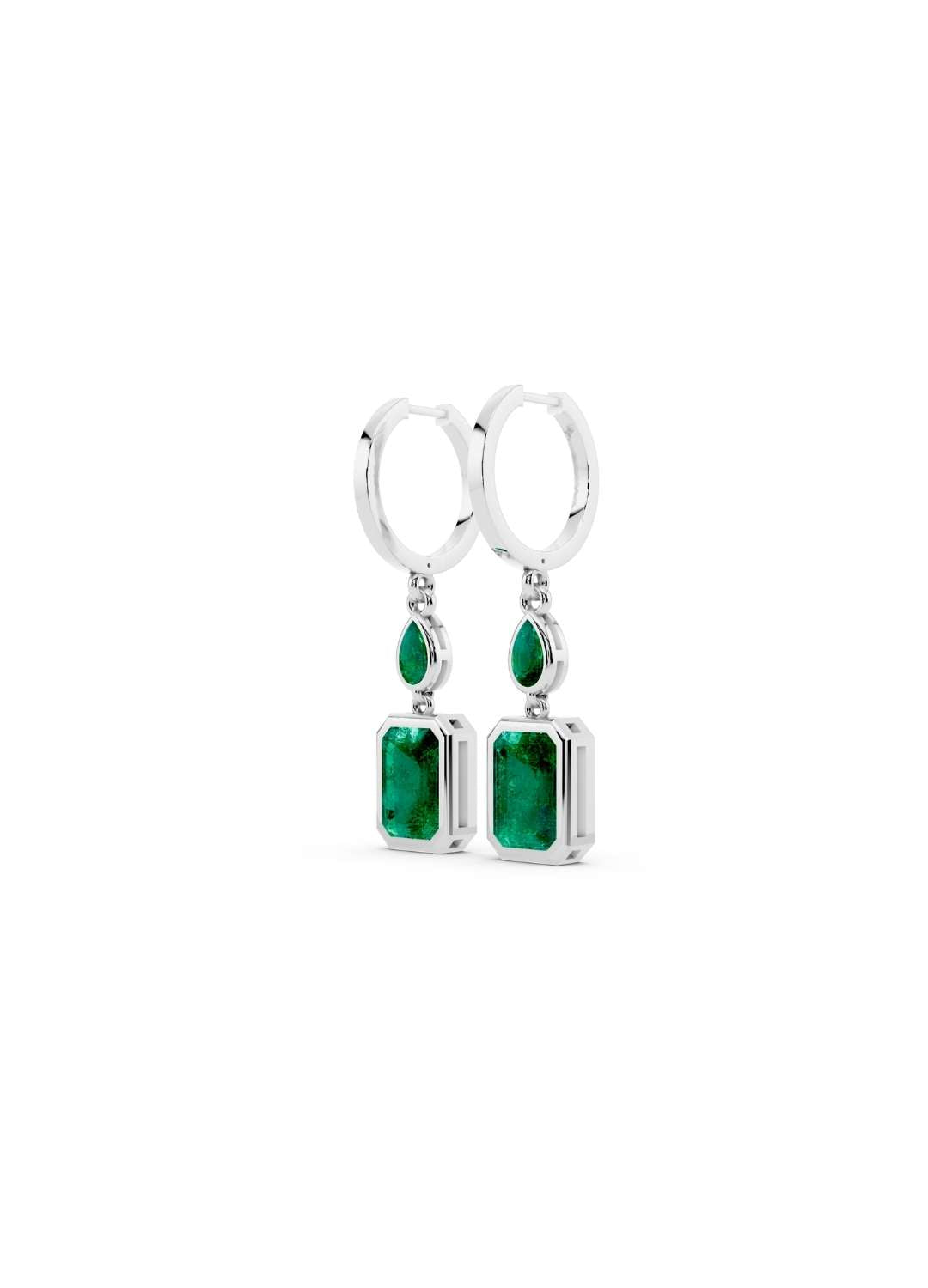 Octagon Emerald Hoop Earrings  Image 13