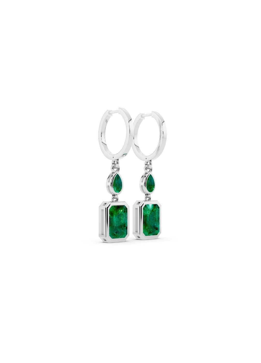Octagon Emerald Hoop Earrings  Image 14