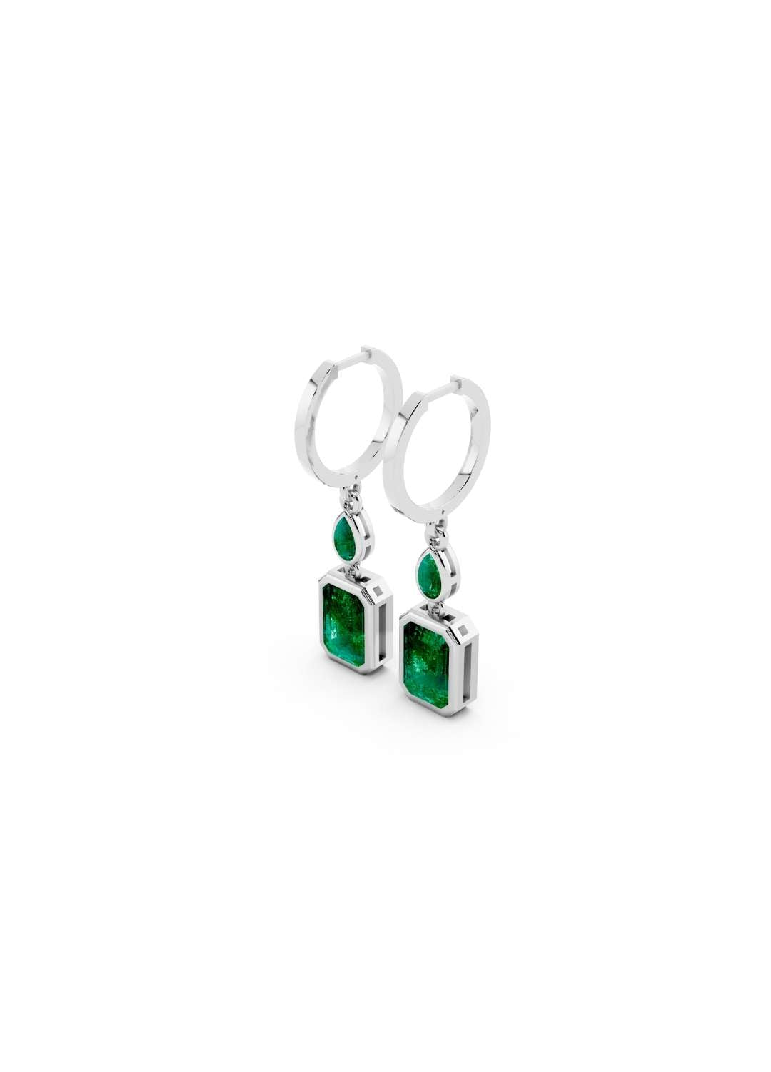 Octagon Emerald Hoop Earrings  Image 15
